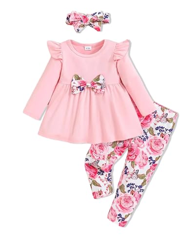 Image of Doresbebe Baby Girl Clothes Toddler Girl Outfits Infant Girl Summer Clothes for Girl Ruffle Shirt Pants+Cute Headband 3PCS