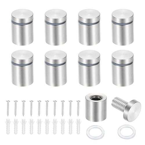 PATIKIL 3/4x0.9" スタンドオフスクリュー 8個パック ステンレススチール スタンドオフ ウォールマウント ウォールサイン マウンティング ハードウェア 広告 スタンドオフ ネイル アクリルサイン 額縁掛け シルバー