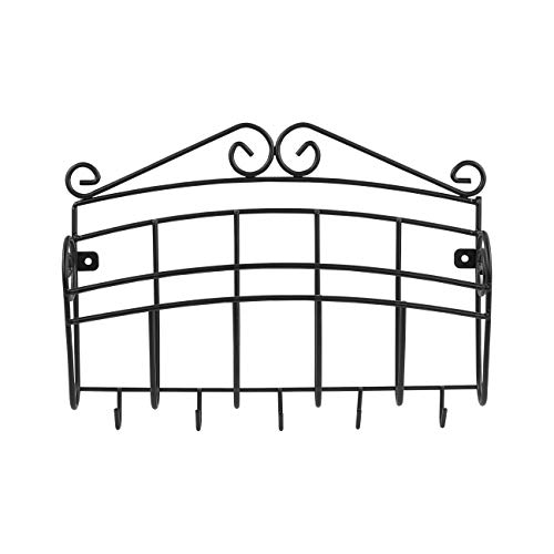 Spectrum 37510 Brief- / Schlüsselhalter zur Wandbefestigung, Metall, verschnörkeltes Design, Schwarz