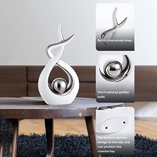 AUTOECHO 1Pcs Creative Ceramic Abstract Ornament, Smooth Lines Home Table Decorations for Living Room, Art Ceramic Modern Statue Home Decorations for Dining Room Coffee Table Centerpiece