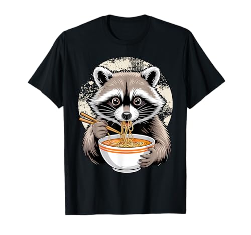 Raccoon Eating Ramen Instant Noodle Cup Racoon Lover T-Shirt