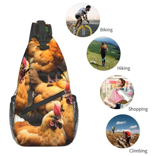 Mochila bandolera MyPiky con estampado de gallinas miniatura 6