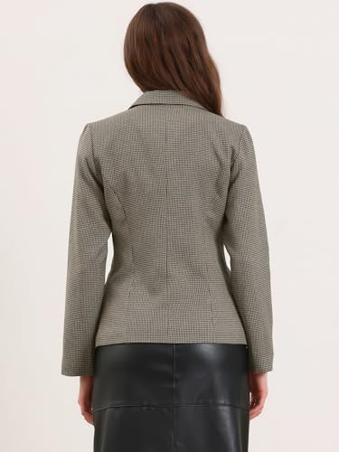 Allegra K Plaid Business Blazer for Women's Houndstooth Lapel Collar One Button Work Office Suit Jacket3
