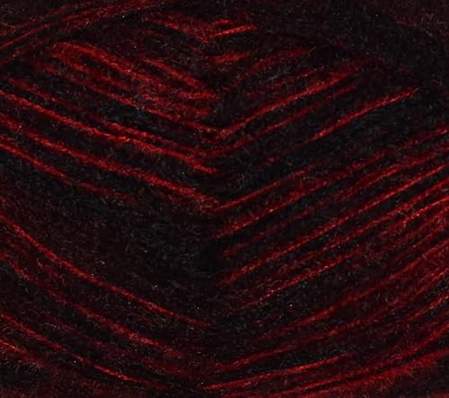 Image of M.G ENTERPRISE Knitting Wool Yarn, Soft Fancy Feather Wool Black Red 100 GMS Best Used with Knitting Needles, Soft Fancy Wool-NE Art-HDJ