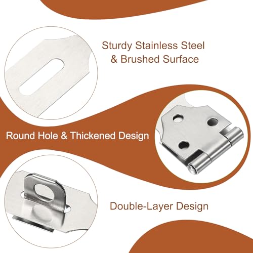 Image of PATIKIL Door Lock Hasp Latch 2.9 Inch, 6 Pcs Stainless Steel Safety Hasp Lock Clasp Hinge Packlock with Screws for Door Gate Cabinet Closets, Silver