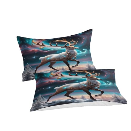 Housse de couette élan 3D en microfibre 200x200 cm avec taies d'oreiller pour lit double
