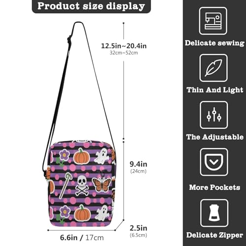 messenger bag for women Shoulder Bag Cross Body Purses Adjustable Strap for School School- Purple Peach Yk2 Halloween3