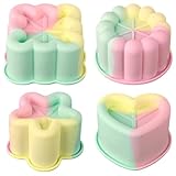 Actvty 4 Inch Silicone Cake Pans, Set of 4 Different Shapes Mini Cake Silicone Molds for Baking, Ice Cube, Jelly, Soap, BPA Free Non-Stick