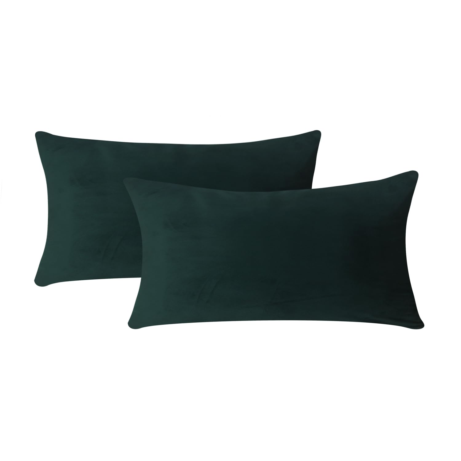 Hadi London Dark Green Velvet Cushion Covers Set Of 2 Green Rectangle Cushions Cover For Sofa Bedroom Living Room With Invisible Zipper Fit Up To 30 X 51 Cm Or 12X20 Inch Inner