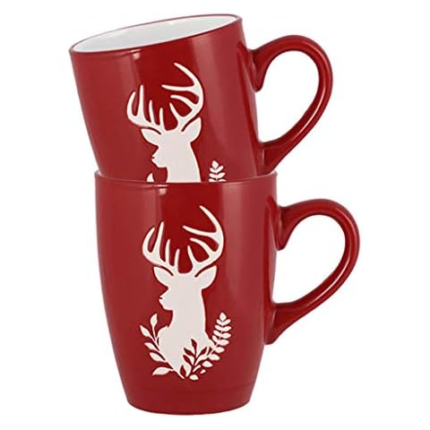 Set of 2 Hand Painted Reindeer Mugs Cover