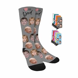 D-Story Custom Face Socks, Personalized Photo Picture on Socks, Unisex Athletic Crew Socks for Men Women