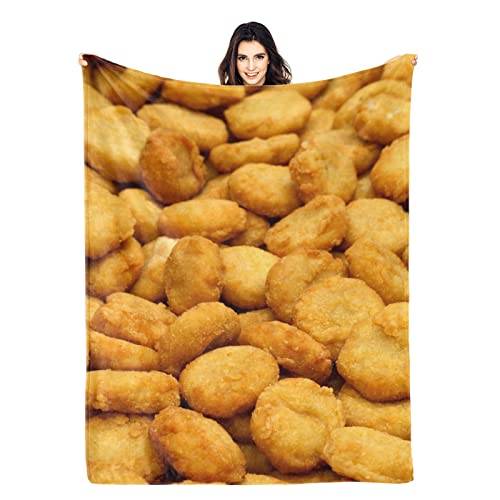 Golden Chicken Nuggets 3D Funny Realistic Food Ultra-Soft Throw Blanket 50"x40" Travel All Season Bed Sofa Dorm Decor Bedding Bedroom