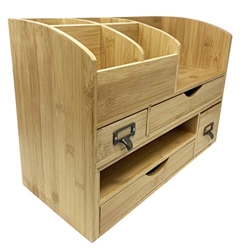 Executive Office Solutions Large Adjustable Wooden Office Desk Organizer For Desktop, Tabletop, or Counter â Wood Storage Shelf Rack â For Office Supplies, Desk Accessories, or Mail - Bamboo (WO13)