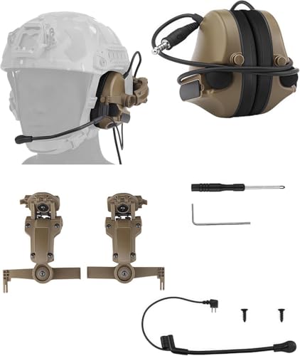ACEXIER C5 Taktische Kopfhörer Helm (Keine Geräuschunterdrückung) Kommunikationsausrüstung Headset Outdoor Silikon Ohrenschützer (Khaki)