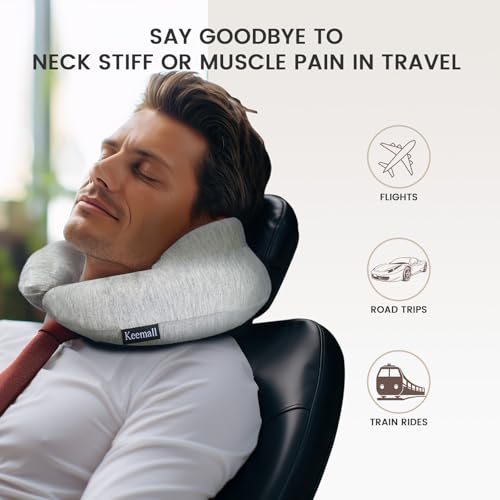 Image of Keemall Inflatable Travel Pillow - Upgraded 3rd Gen Neck Pillow with Carry Bag, Airplane /Train /Bus Neck Support, Double Comfort Portable Essential for Indian Travellers