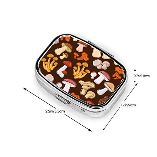 Pill Cases Mushrooms Pill Organizer Pillbox Dispenser Container Planner Medicine Outdoor for Purse Pocket Metal Pill Box Black2