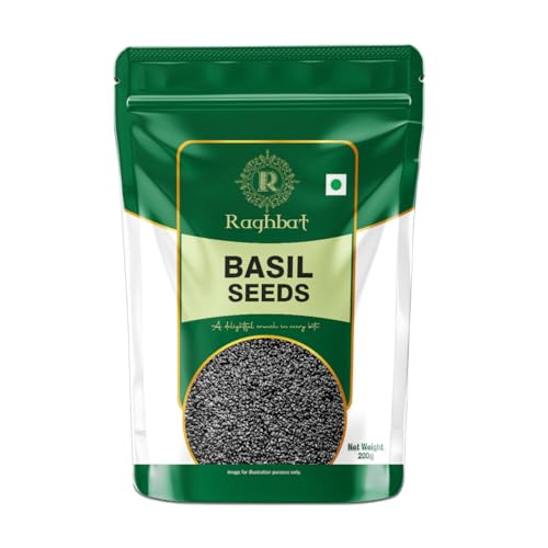 Image of Raghbat Basil Seeds 200g - Sabja Seeds | Reduce Body Heat | Tukmaria Seeds for Weight Management | High in Fibre & Omega 3