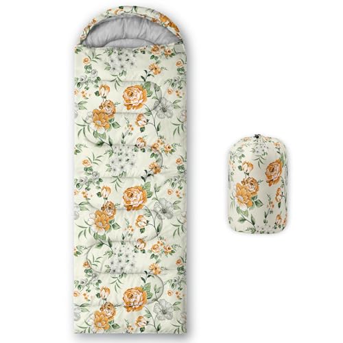 Axolotl Flowers Sleeping Bag for Kids Girls Adults–Lightweight Warm Cold Weather Sleeping Bag,Cold Weather Sleeping Bag Lightweight Waterproof,Backpacking Sleeping Bag Flowers,Camping Gear Equipment