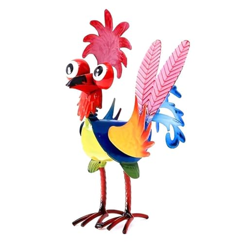 Rooster Decoration,Tall Metal Artwork,Rooster Figures,Chicken Sculpture,for Outdoor Decoration,Rust-Resistant Design for Indoor or Outdoor Use,for Home or Garden (Blue)
