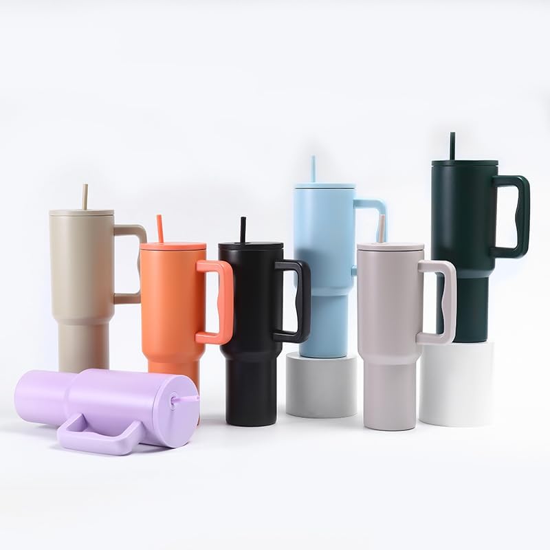 Image of Stainless Steel Tumbler Hot and Cold with Handle, lid and Straw, Leak Proof Mug Cupholder for Gym, Travelling,Office,School Cupholder.