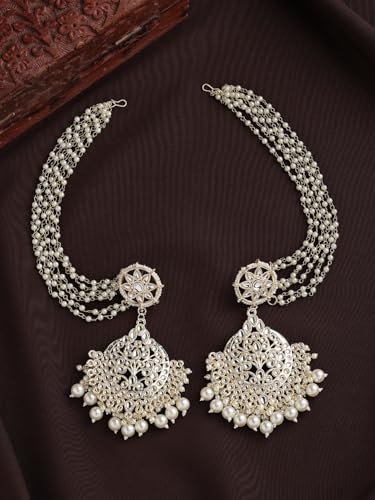 Image of Shining Diva Fashion Stylish Pearl Chain Traditional Jhumki Set Earrings for Women