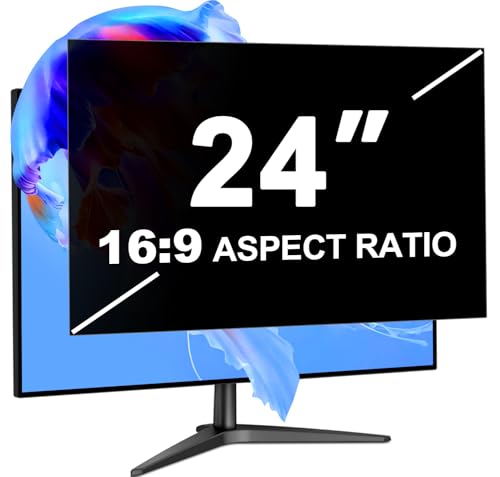 LUSA DESIGN 24 Inch Computer Privacy Screen Filter for 16:9 Aspect Ratio Eye Protection Anti Blue Light Glare Shield Removable Black Blackout Anti Spy Desktop Security Private Filter Protector