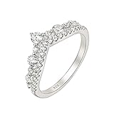 Wuziwen Vintage Crown Eternity Ring Wedding Bands for Women 925 Sterling Silver Cubic Zirconia Size 7