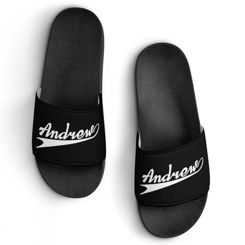 Custom Sports Slides Personalized Slippers - Baseball Sandals Quick Drying Softball Slippers Indoor Outdoor,Gifts for Men Youth Boy (Black,Style 38)