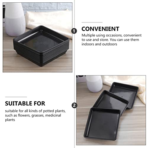 Vaguelly 12Pcs Square Planter Saucer Square Flower Pot Trays Black Plastic Plant Tray Plant Garden Potted Water Drips And Soil Container Accessories For Indoors Outdoor, 15Cm/ 5.9Inch #TOP3