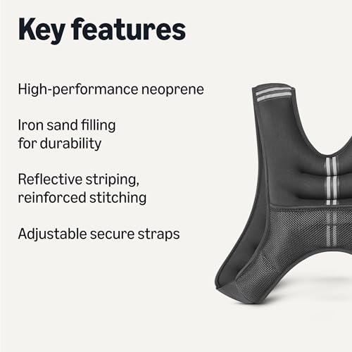 Amazon Basics Weighted Vest for Men and Women with Reflective Stripe for Exercise, Cardio, Non-Adjustable, 12 lb, Black view 2