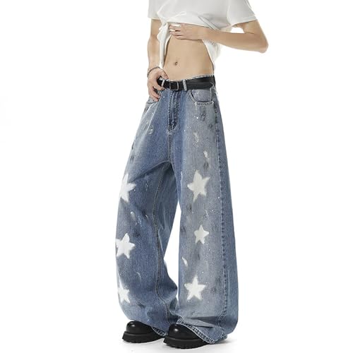 Baggy Jeans for Men Women Y2K Star Graffiti Design Wide Leg Grunge Denim Pants Casual Fashion Harajuku Streetwear4