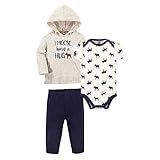Little Treasure Unisex Baby Hoodie, Bodysuit or Tee Top, and Pant Set, Moose Hug Baby, 0-3 Months