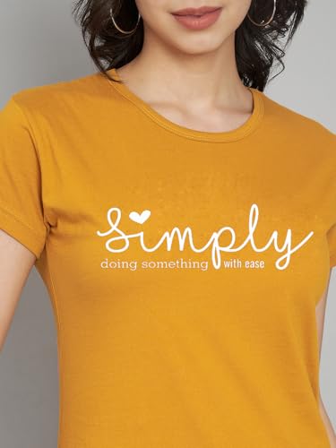 Image of Women Cotton Regular Fit Round Neck T-Shirt (Simply)