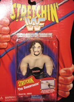 STRETCHIN Product Name WWF Wrestling Figure: Undertaker Like Stretch Armstrong 7" ON Blister Card