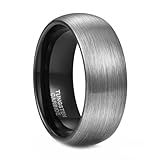 Whoiy Alianzas de boda para hombre, plata, 4 mm, 6 mm, 8 mm, carburo de wolframio, con grabado, joyería de moda, anillos para hombre, cepillados, sin piedra, talla 47-72, 72 (22.9), Tungsteno, Sin