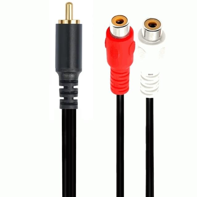 Cable de Audio Macho a Doble Hembra, Divisor de Sonido Mono, Compatible con Subwoofer, Amplificador, Tocadiscos, Receptor y Cine en Casa, Longitud 0.20 Metros