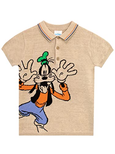 Disney Polo Dingo pour Garçons T-Shirt à Manches Courtes pour Enfants Beige 6-7 Ans