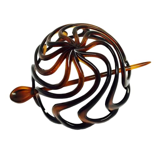 Parcelona French Swirls Celluloid Chignon Hair Slide Pin Thru 3.5