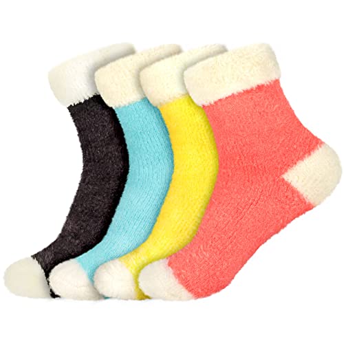 Image of BambooMN Women's Super Soft Fuzzy Socks, Polka Dot, Gradient, Snowflake, Featherlight Cuff - Assorted Colors