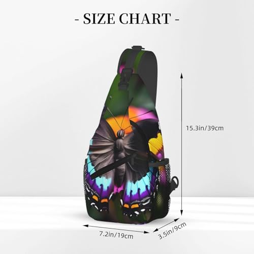 Mochila cruzada deportiva con estampado de mariposas coloridas miniatura 3