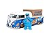 Jada Toys 253255030 Sesamstraße, 1963 VW Bus Pick Up, Türen zum Öffnen, Die-cast Cookie Monster Figur mit Sound, Modellauto, Maßstab 1:24, blau, One Size