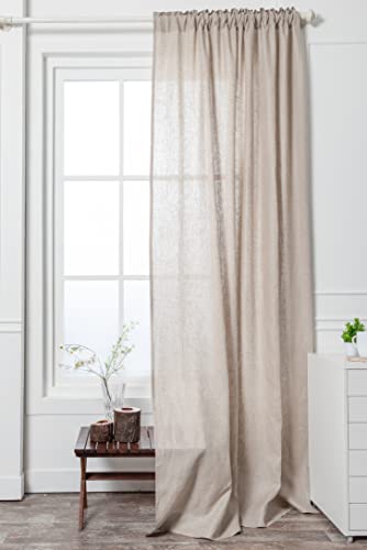 D'moksha 100% Linen Curtains – 52 X 84 Inch Natural Lightweight Rod Pocket Curtain, 84 Inches Long Curtains 100% Pure Natural Fabric Window Panel – Handcrafted #TOP16