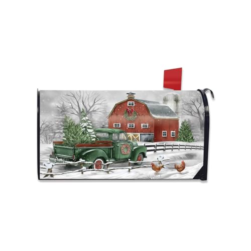 Image of Briarwood Lane Winter Mailbox Cover - Standard Size - Christmas on the Farm for Christmas Mailbox Cover