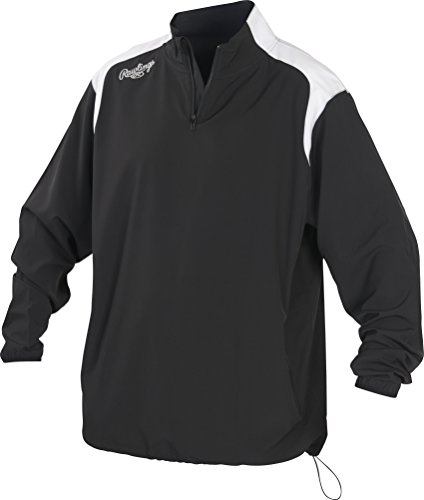 Rawlings Kids Youth Quarter Zip Long Sleeve Baseball Jacket, Black, Large