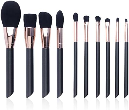 YIHUALE Makeup Brush Set 10 PCS, Eye Makeup Brushes, Lip Brush, Face Brush Set, Foundation Brush Set, Make Up Brushes Tool Kit - Black