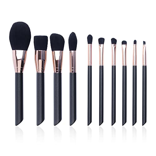 Yihuale Makeup Brush Set 10 Pcs, Eye Makeup Brushes, Lip Brush, Face Brush Set, Foundation Brush Set, Make Up Brushes Tool Kit - Black #TOP3