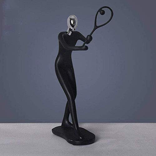 Gfdj Sculpture Decoration Statues Sculpture Figurines Statuettes Statues Sculpture Figurines Statuettes Resin Sports Black Tennis Player Character Figurine Collectible Home Desktop Statuettes Office #TOP21
