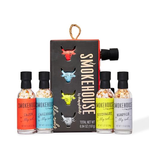 Smokehouse by Thoughtfully, Smokehouse Barbecue Rubs Gift Set, Flavors Include Cajun, Caribbean, Memphis and Southwest, Set of 4
