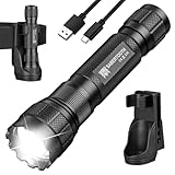 SABERTOOTH Rechargeable Police Tactical Flashlights 1800 High Lumen with Holster for Duty Belt,LED Flashlights for Camping Emergencies-XR2000