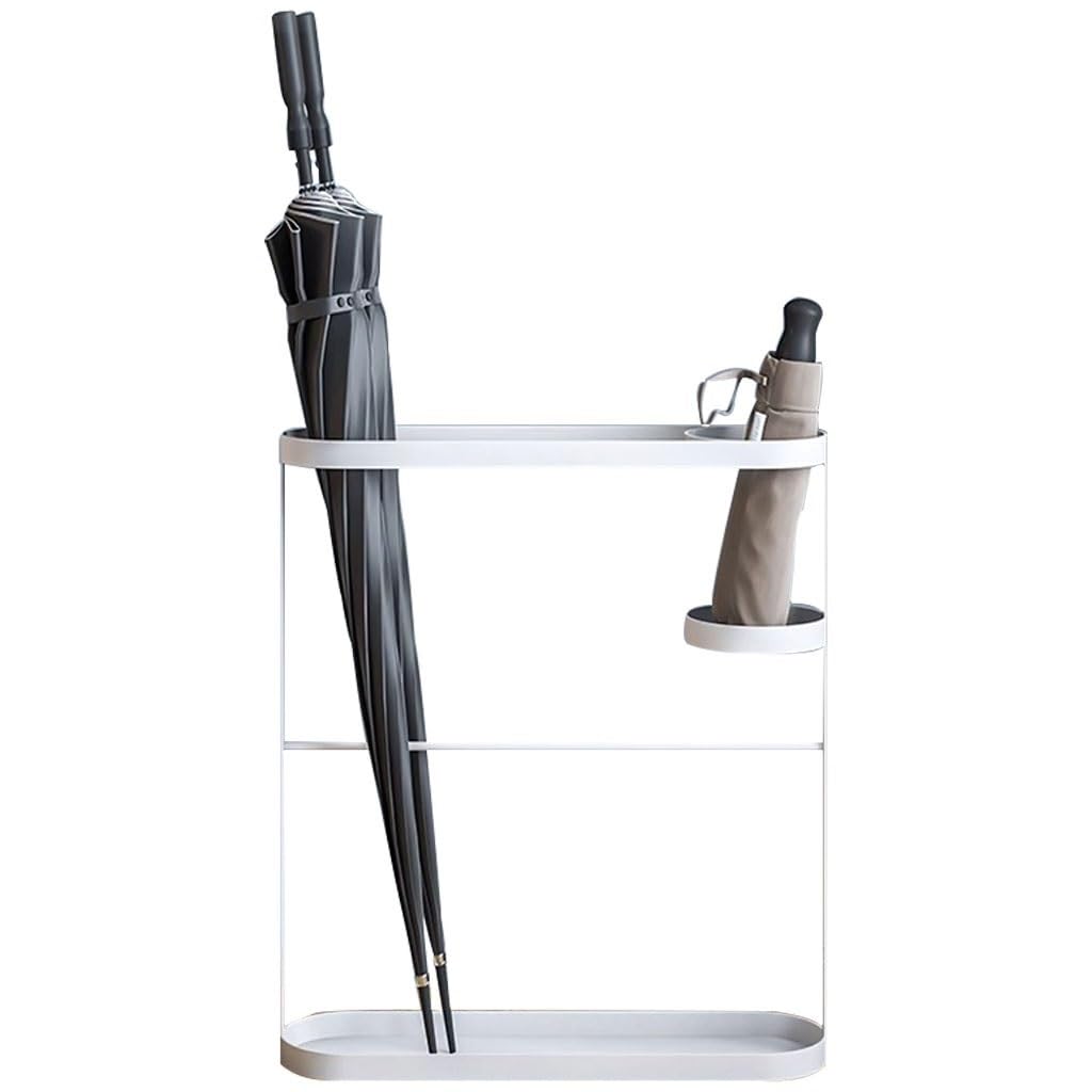 SBJKLYRN umbrella stand, Rectangular for Entrance, Wrought Iron Sturdy Umbrella Basket, for Long/Short Umbrella(White)